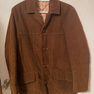 Vintage Men's Classic Brown Corduroy Jacket With Quilted Lining SZ 36 (S-M)